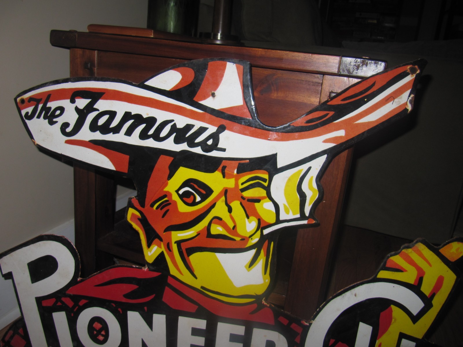 1960s Pioneer Club Los Vegas Porcelain Sign