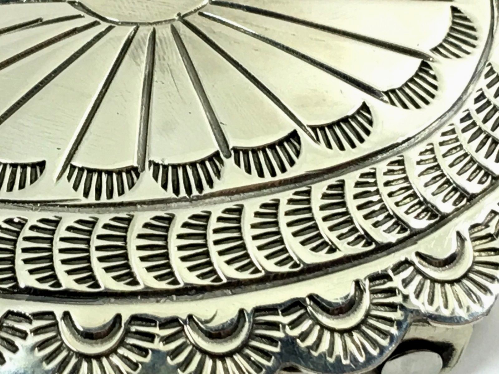 Navajo Sterling Silver Belt Buckle Scalloped Edges Vintage 1613-LNP