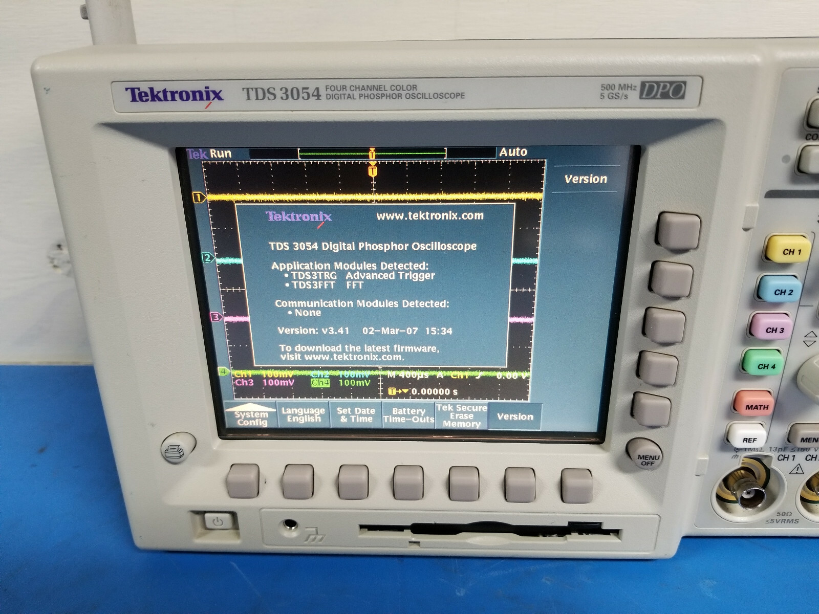 Tektronix TDS3054 500 MHz 5GS/s 4 Channel Oscilloscope TESTED!