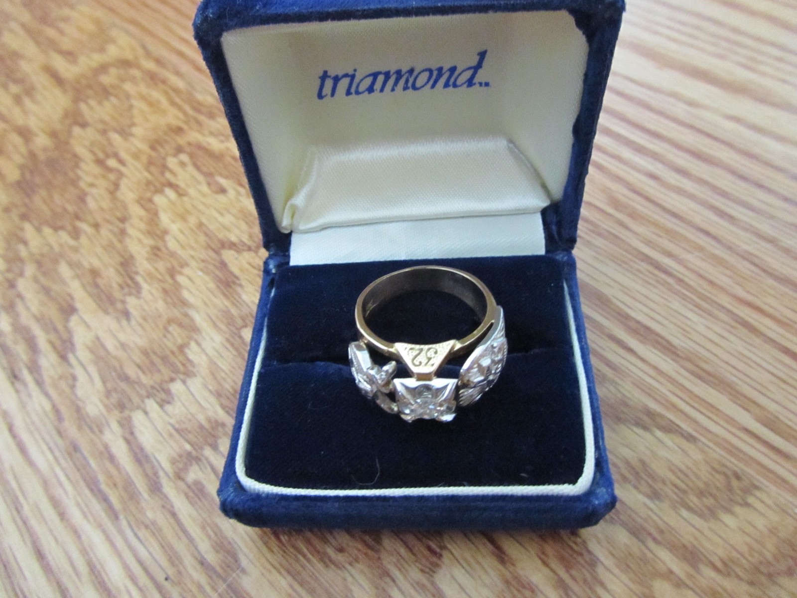 1950's Diamond 14K Gold Platinum Schriners / Scottish Rite 32nd Degree Ring 8.7