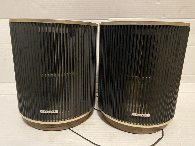 Vintage PAIR PANASONIC SB-84 BARREL Round SPEAKERS MID CENTURY