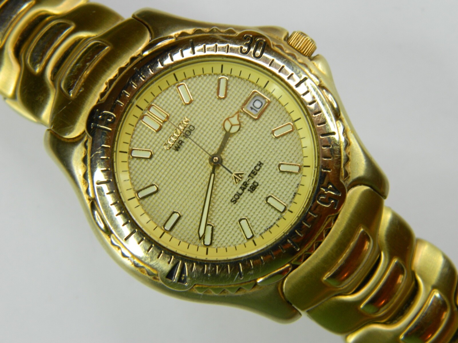 citizen eco-drive WR100 シェル　ソーラー　ダイヤ VINTAGE CITIZEN WR100 ECO DRIVE SOLAR-TECH 180 MENS GOLD SS