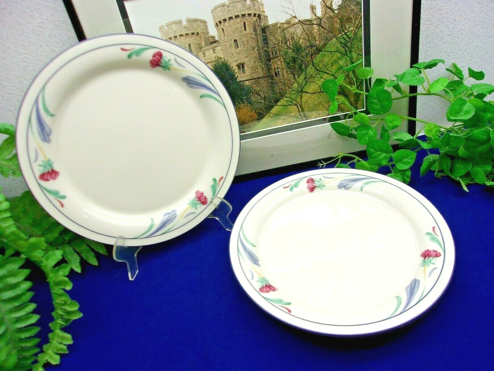 3   Lenox China Chinastone   POPPIES ON BLUE   Poppy Salad or Lg. Dessert Plates