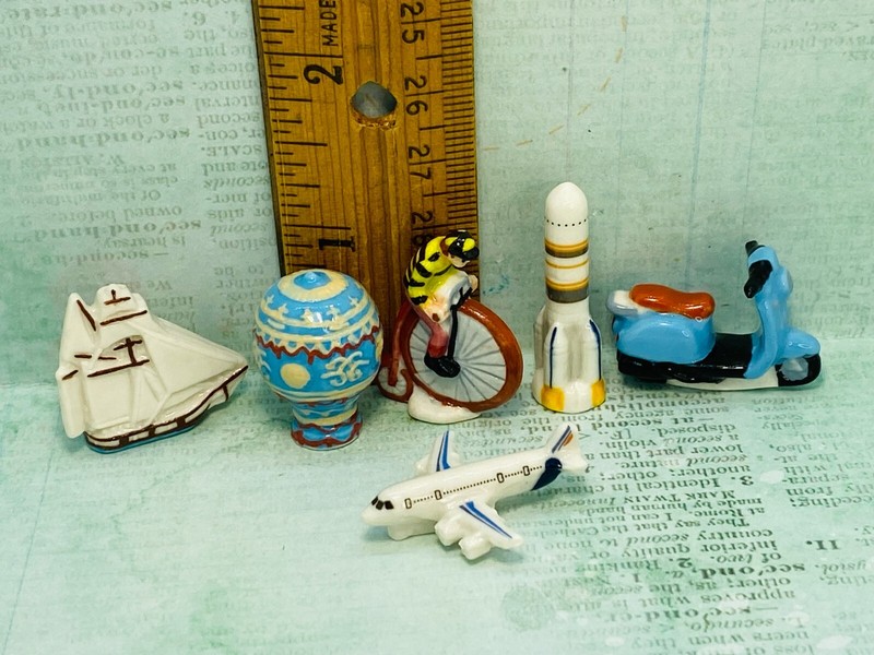 Transportation Ship Balloon Rocket Plane Scooter Bike French Feves Miniatures