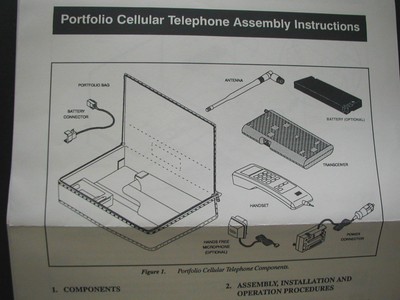 Motorola Portfolio Cellular Bag Phone Telephone Owner's Manual Guide