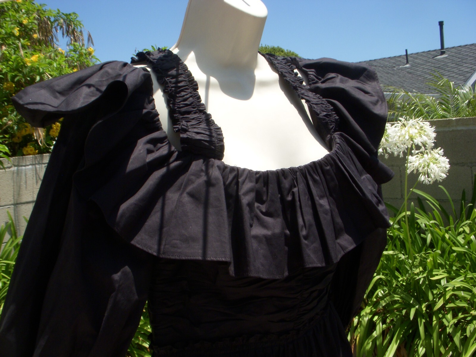 Pre-owned Ulla Johnson Caprice On/off Shoulder Black Midi Dress 100% Cotton Us 8, $520