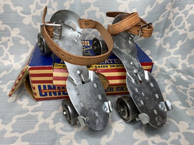 VTG  NIB Union Hardware Company Adjustable Roller Skates Super Speed Metal Wheel