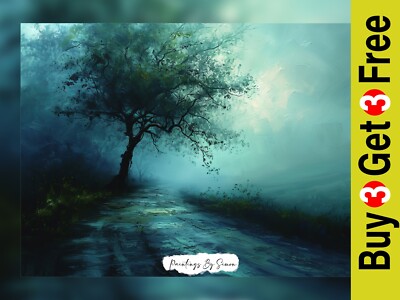 Mystical Pathway Scene, Traditional Painting Print 5''x7'' on Matte Paper