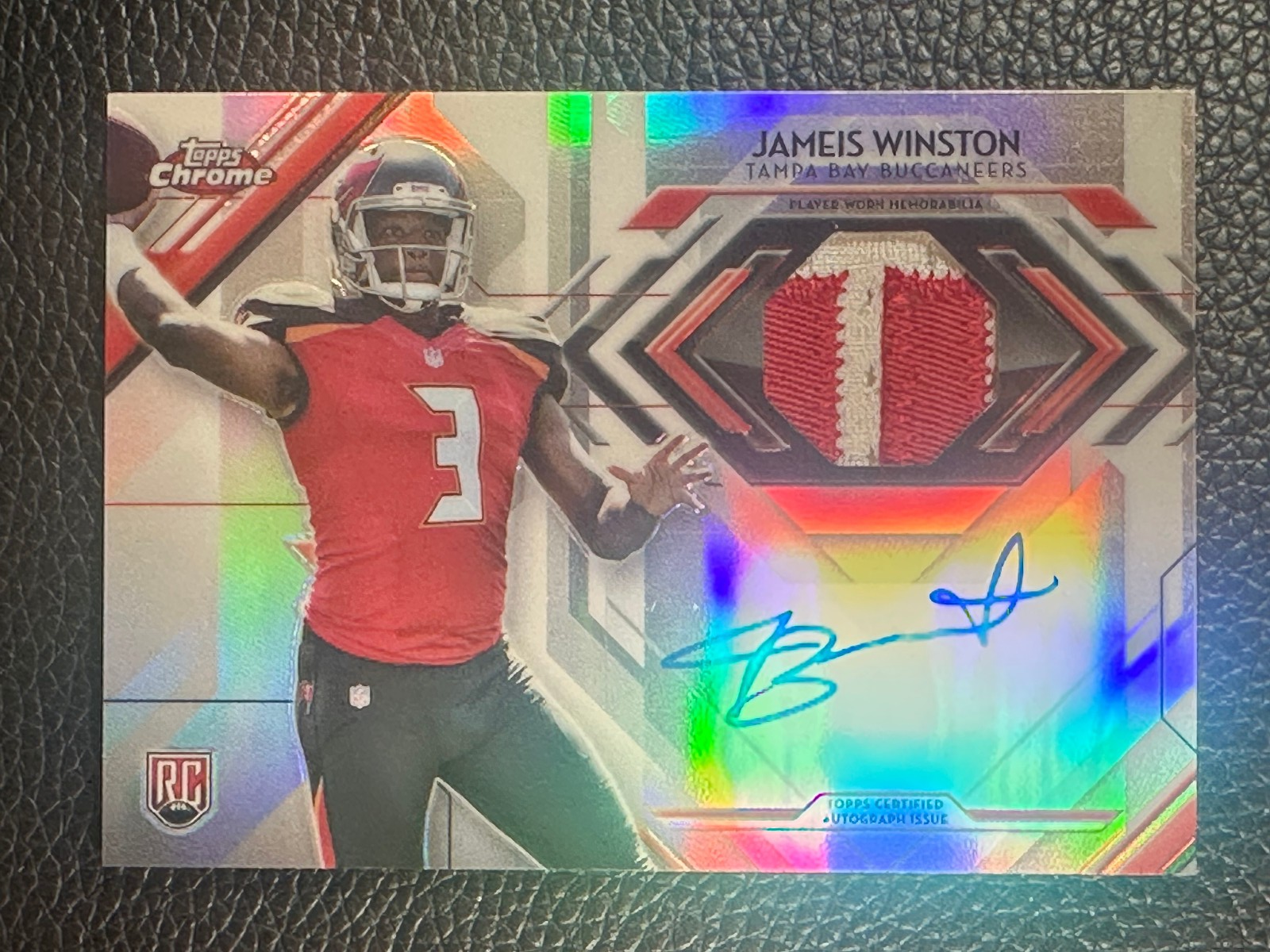 2015 Topps Chrome Refractor RPA Jameis Winston 64/75 Auto Patch RC Rookie