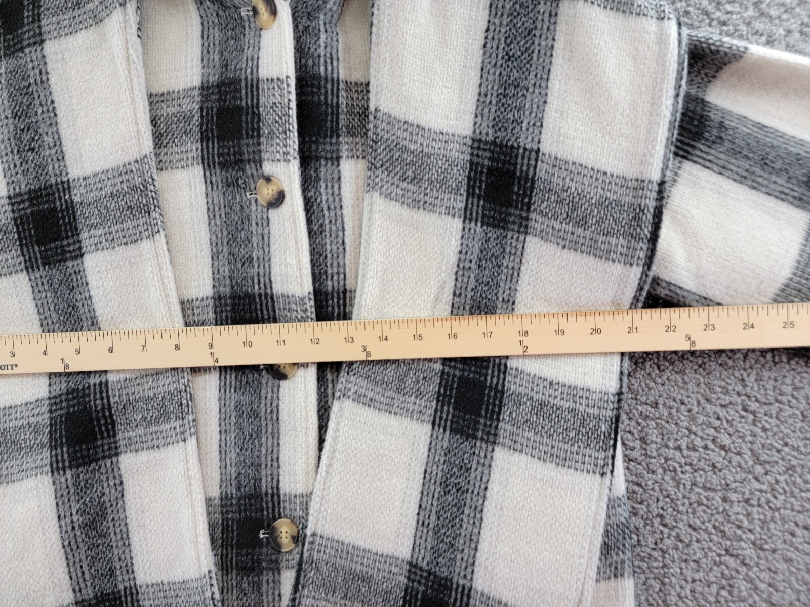 AQUA Scarf Collar Coat Women's S Black/White Check Wool Blend Patch Pocket L/S - Picture 5 of 12