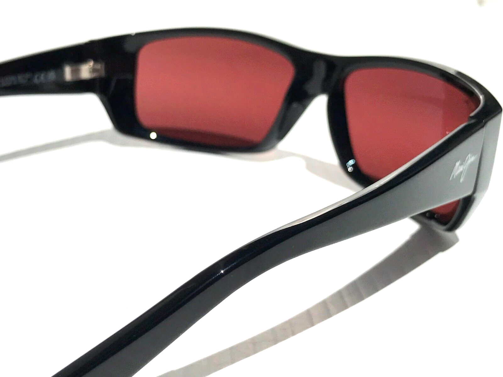 Pre-owned Maui Jim Wassup Polished Black Polarized Maui Rose Glass Lens Sunglass R123-02 In Pink
