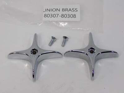 NEW OLD STOCK UNION BRASS MFG 80307 80308 PAIR CHROME HANDLES
