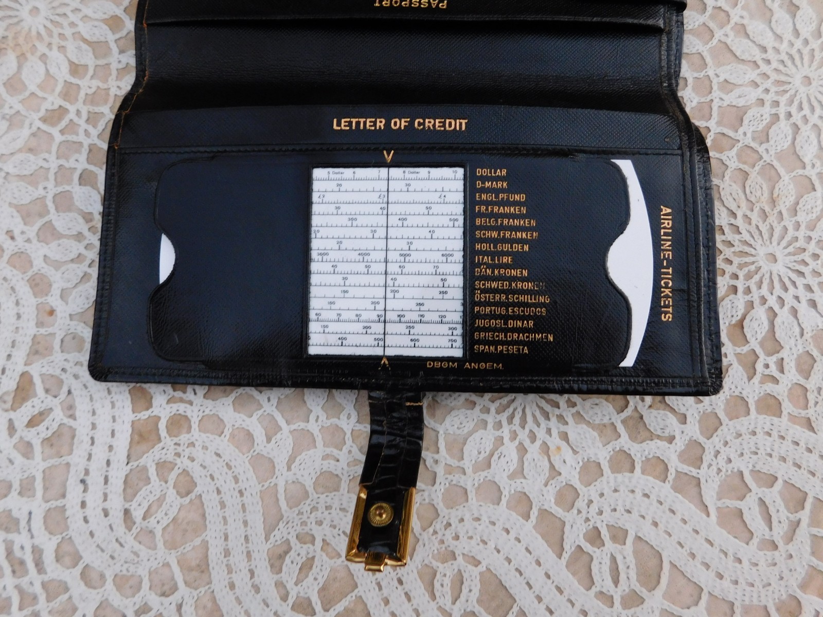 Travel Passport Wallet Black Alligator Cowhide West Germany King Leger Vintage