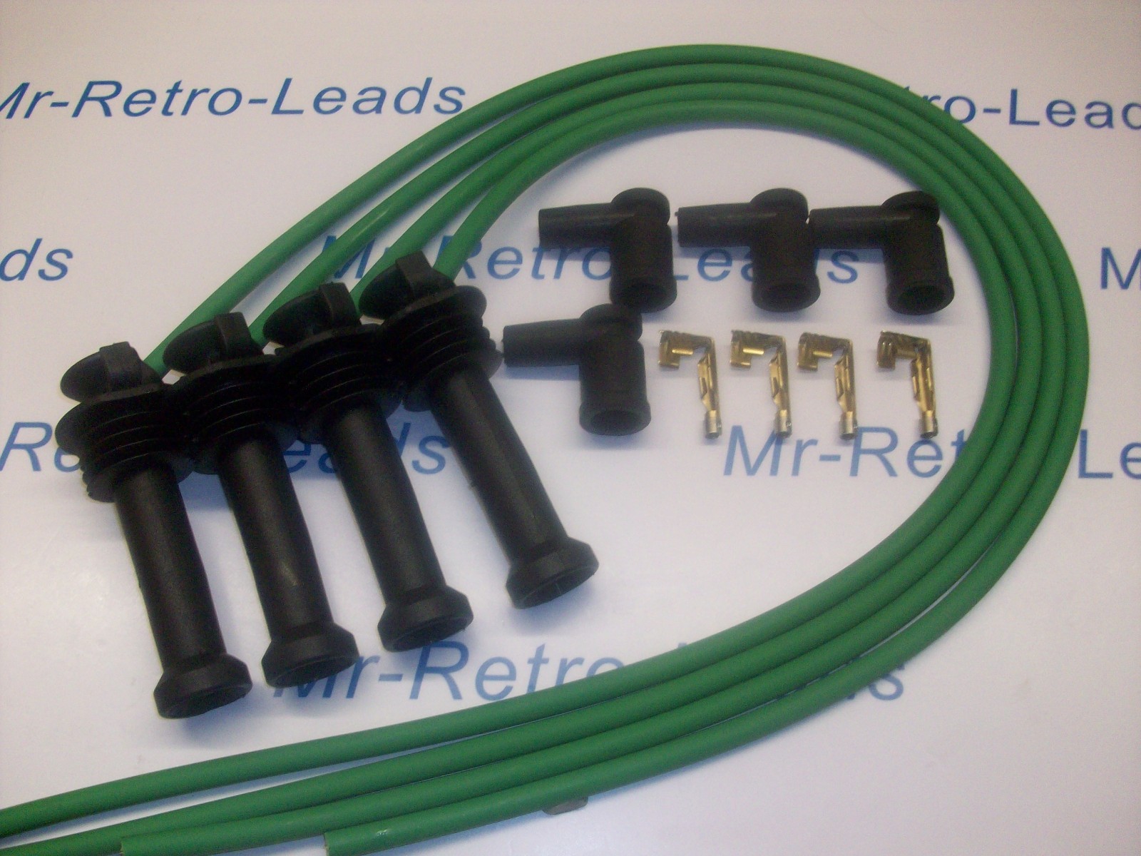 GREEN 8MM PERFORMANCE IGNITION LEAD KIT FOR ZETEC BLACK TOP KIT-CAR PART BUILT 