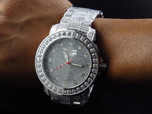 Pre-owned Khronos White Iced Bezel & Band  Jojino Joe Rodeo Genuine Diamond Watch 50mm