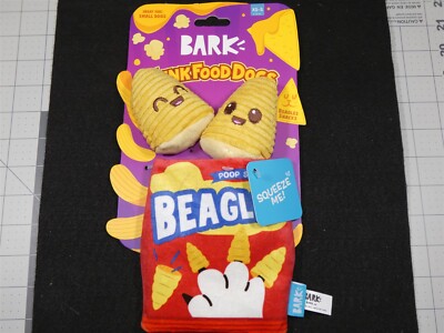 New w Tags Bark Beagles Snacks Junk Food Plush Small Dog Chew Squeak Toy NWT 