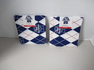PABST BLUE RIBBON BEER  2 Fat Quarters  Mad Engine   18'' x 22'' Cotton Fabric NEW