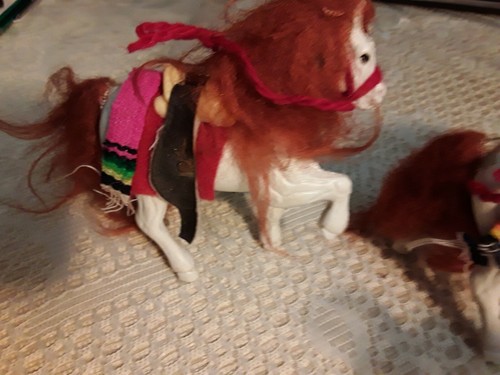 Vintage Plastic Toy Saddled Horses-Made in Mexico Lot of 4