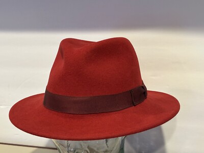BAILEY OF HOLLYWOOD USA BR609 RED FEDORA CURTIS 2 1/2'' BRIM PACKABLE LARGE HAT