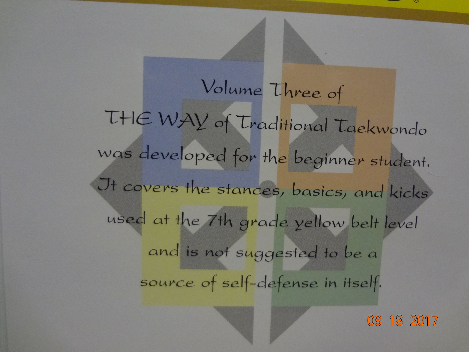 The Way of Traditional Taekwondo DVD ~ Songham Three  ~ Yellow Belt