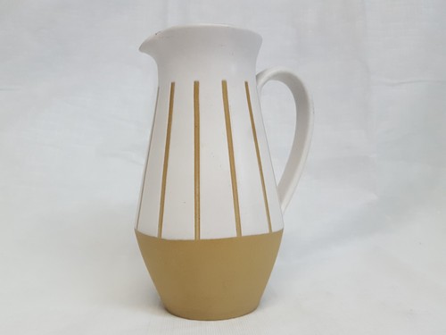 Creamer Pitcher Milk Server Denby Studio England Tan Bone Stripped Pattern