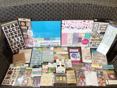 HUGE SCRAPBOOK LOT~Mixed Themes~Paper. Folder. Stickers. Stamps. Punch~NEW