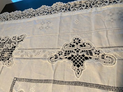 Never Used STUNNING Vintage Linen and Swiss Lace Placemats and Napkins Set French Country Cottage Fine Dining,Table Linens Bridal Gift