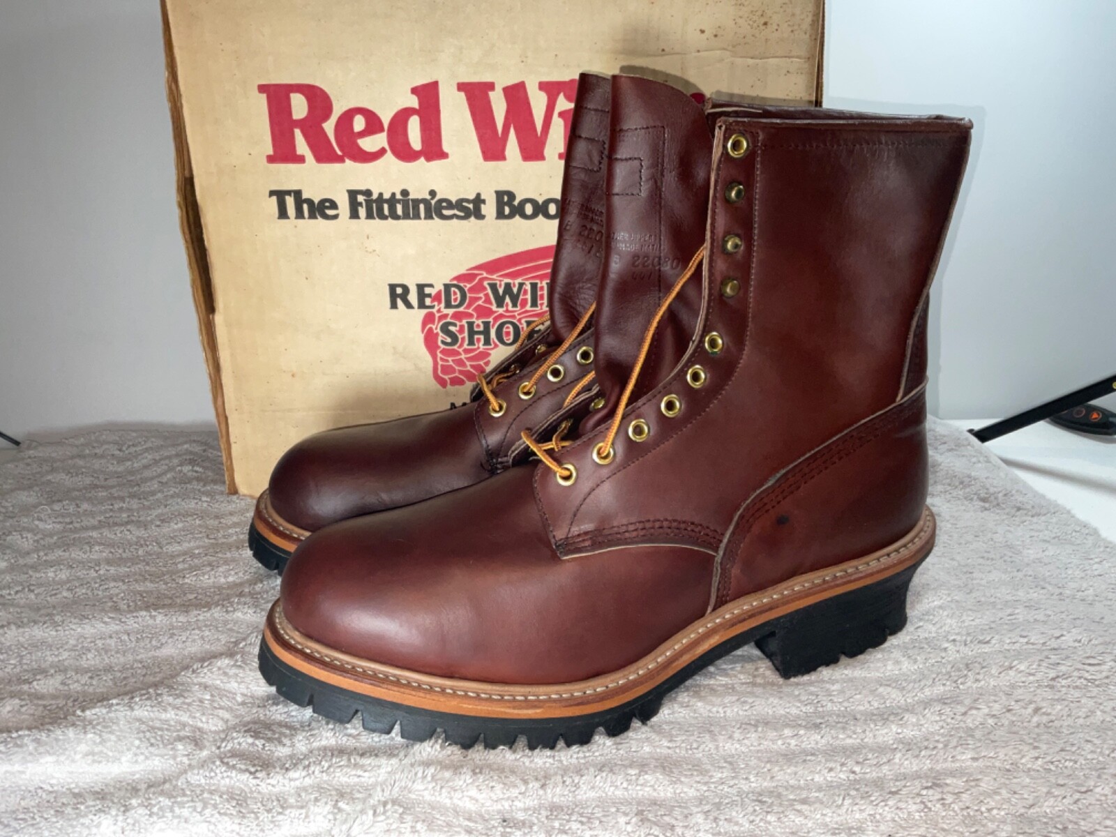 Pre-owned Red Wing Shoes Red Wing 4418 Leather Logger Steel Toe Work And Safety Boots Multiple Sizes In Brown
