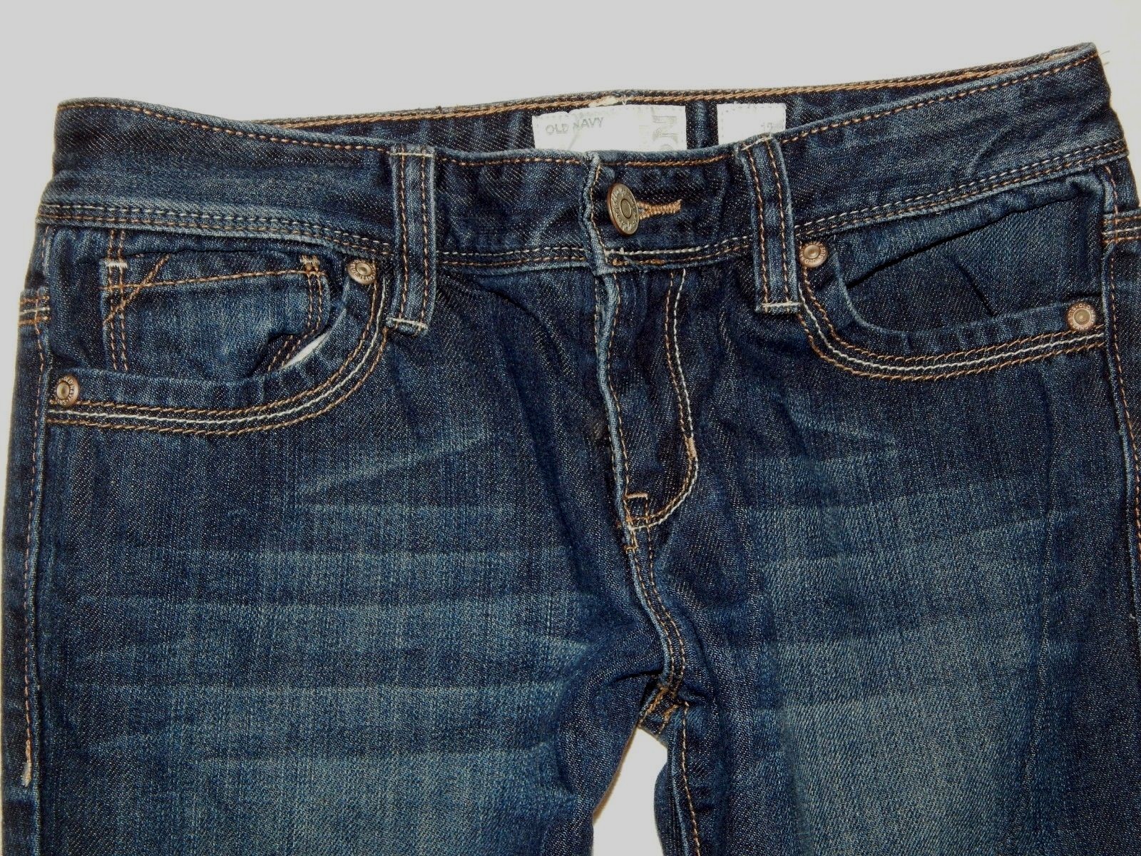 Cropped Capri Jeans Old Navy 12 Dark Wash Girls Cuffed Rolled Denim Blue Crops