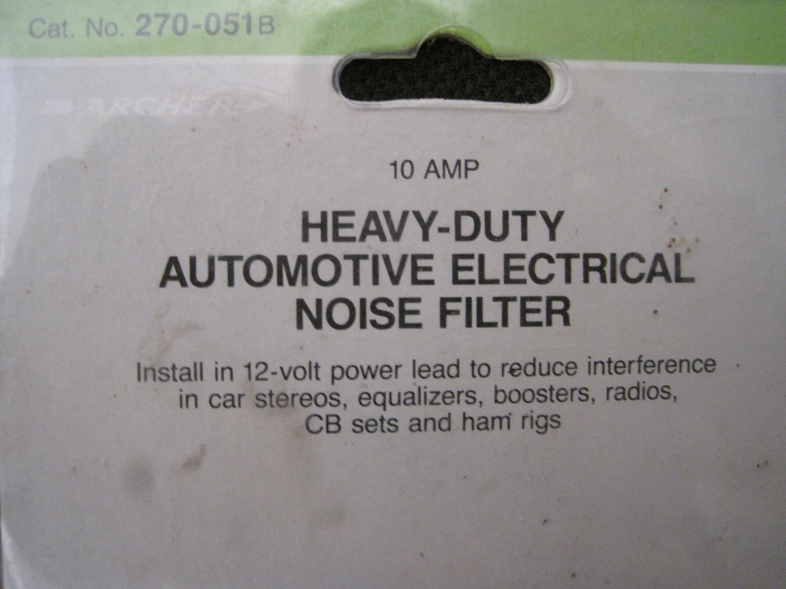 Archer 270-051B 10 Amp Heavy Duty Automotive Electrical Noise Filter ~ BRAND NEW