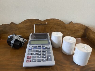 Casio HR-8L GY-W Calculator Portable Printer Plain Paper 2.25  10 Digit Display