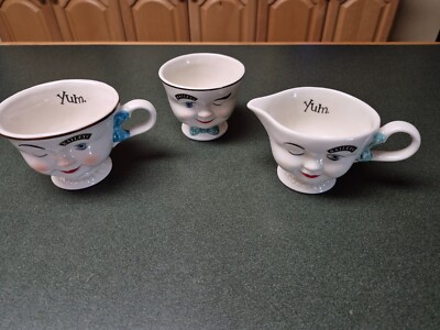 Vintage Yum Baileys Irish Cream Winking Coffee Cup Creamer & Sugar Set of 3