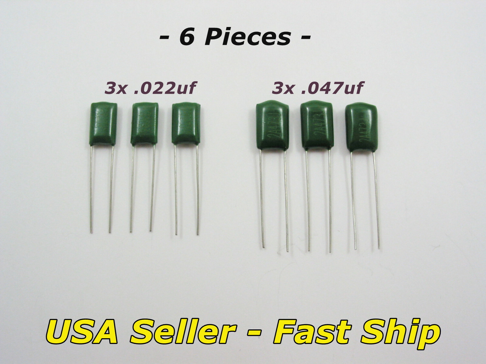 6 Pcs - 3x .022uf & 3x .047uf 100v Guitar Polyester Film Cap