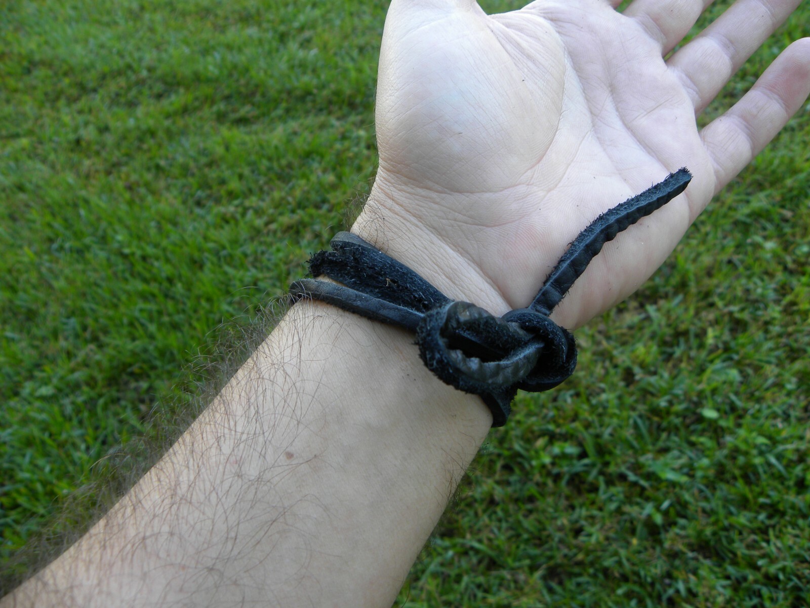 Wrap strap wristband bracelet black thick  genuine Buffalo Bison Leather cord 