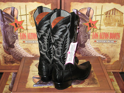 Pre-owned Los Altos Boots Los Altos Women Black Genuine Teju Lizard Snip Toe Western Cowboy Boot 340705 In Blacks