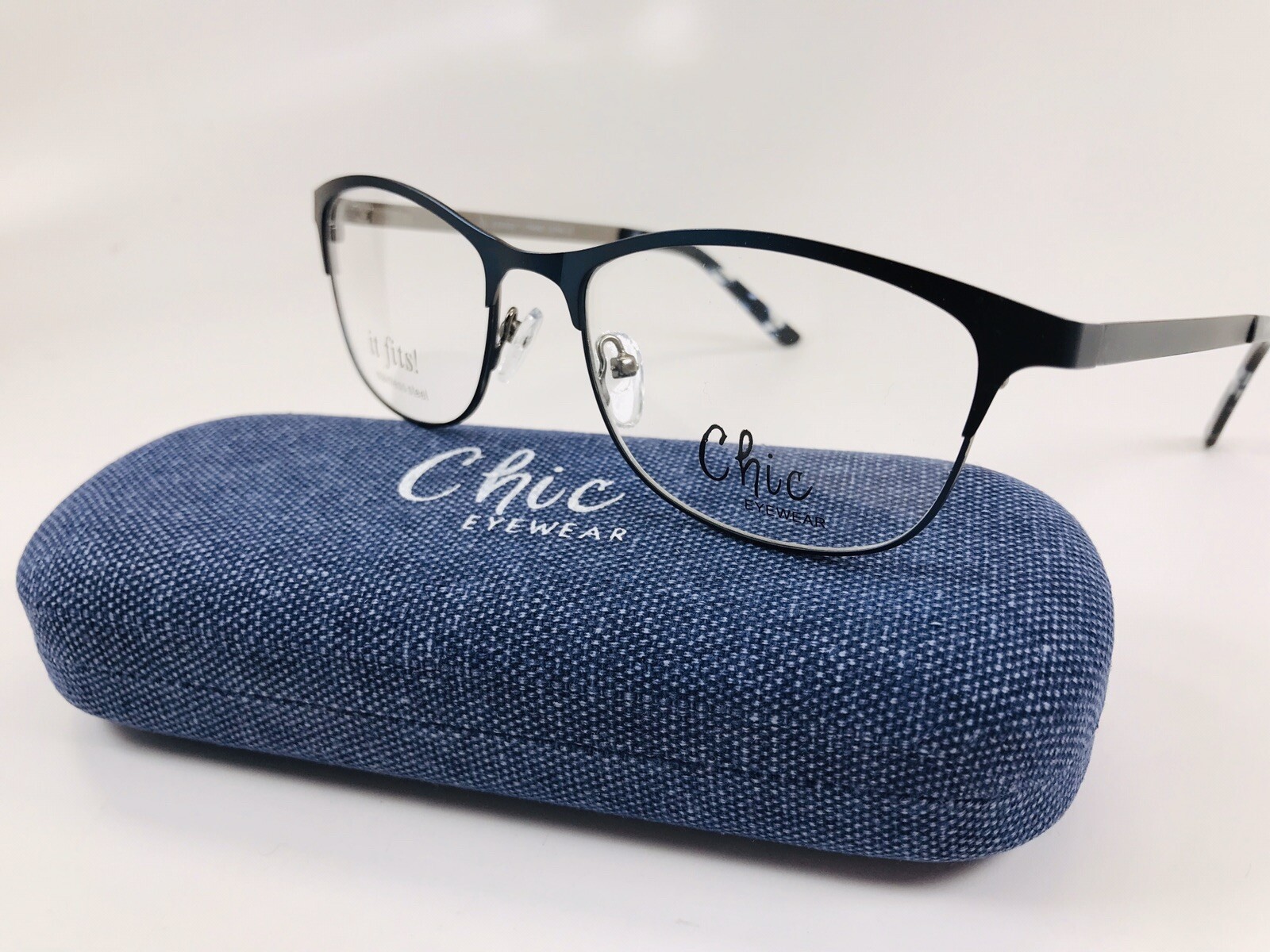 New Chic Matte Blue NAOMI Eyeglasses 56mm with Case For The Stylish Large Woman New Chic Matte Blue NAOMI Eyeglasses 56mm with Case For The  main image 2