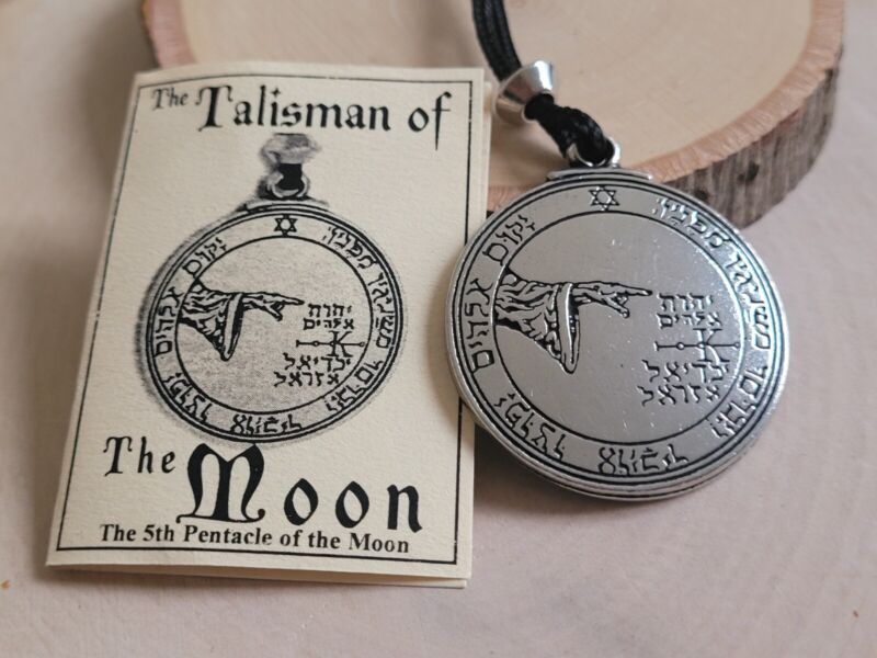 Talisman of Moon Magic Pentacle Solomon Seal Protection 1.5" Pendant Necklace