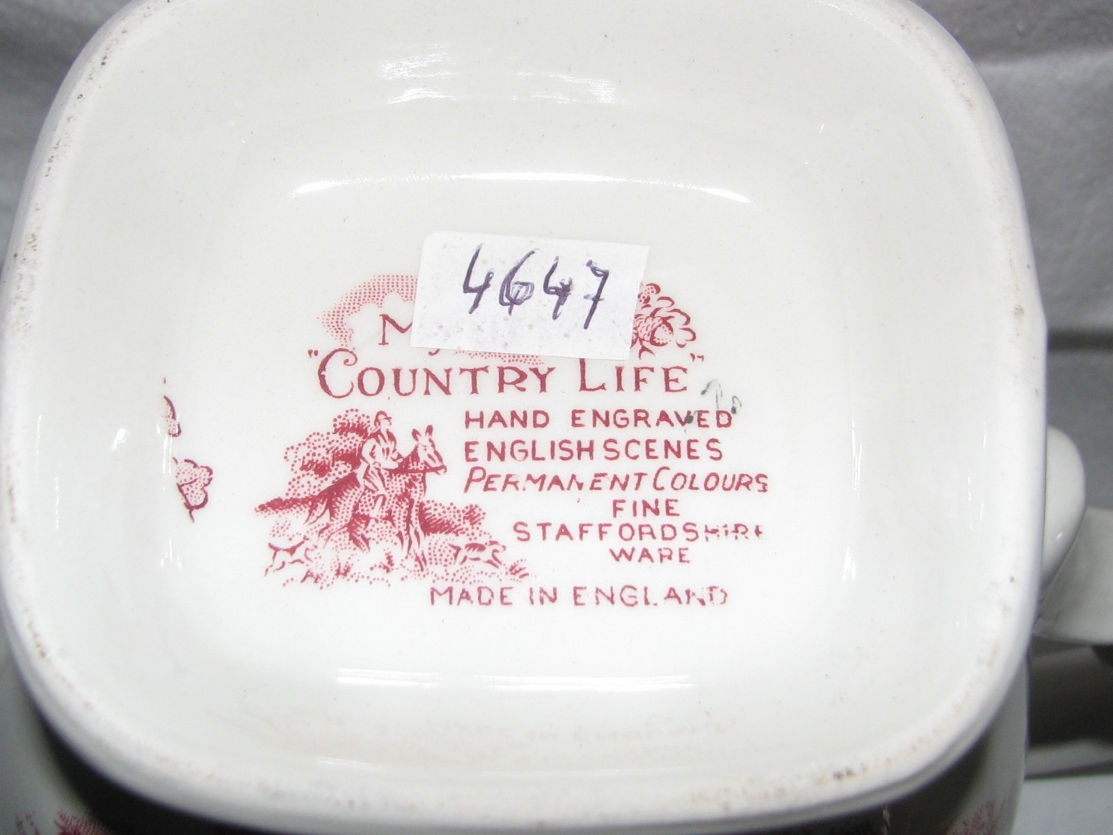 red transferware England Myotts Country Life Coffee Pot Horses hunting