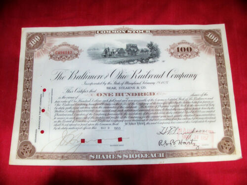 Old Baltimore and Ohio Railroad Stock Certificate B&O BO Train Railway Antique