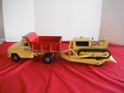TONKA DUMP TRUCK TRAILER & BULLDOZER SET PRESSED STEEL