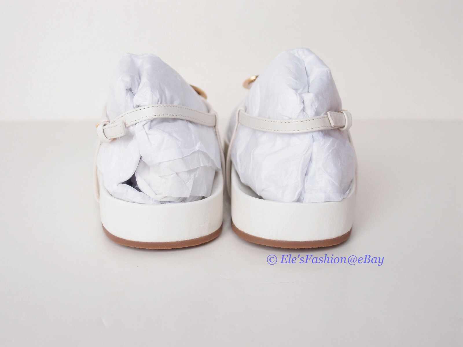 Pre-owned Tory Burch Patos Disk Thong Cloud Leather Sandal Ivory Us 9 Authentic In White