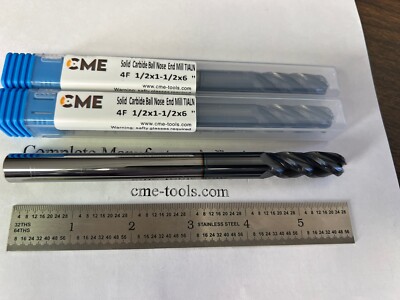 2pcs 1/2x1-1/2x6  X-long length Carbide Ball End Mills Tialn coated 1006-BTN-