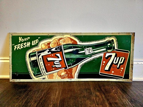 Vintage 7 Up Metal Sign 7UP Soda Sign Pop Advertising Sign