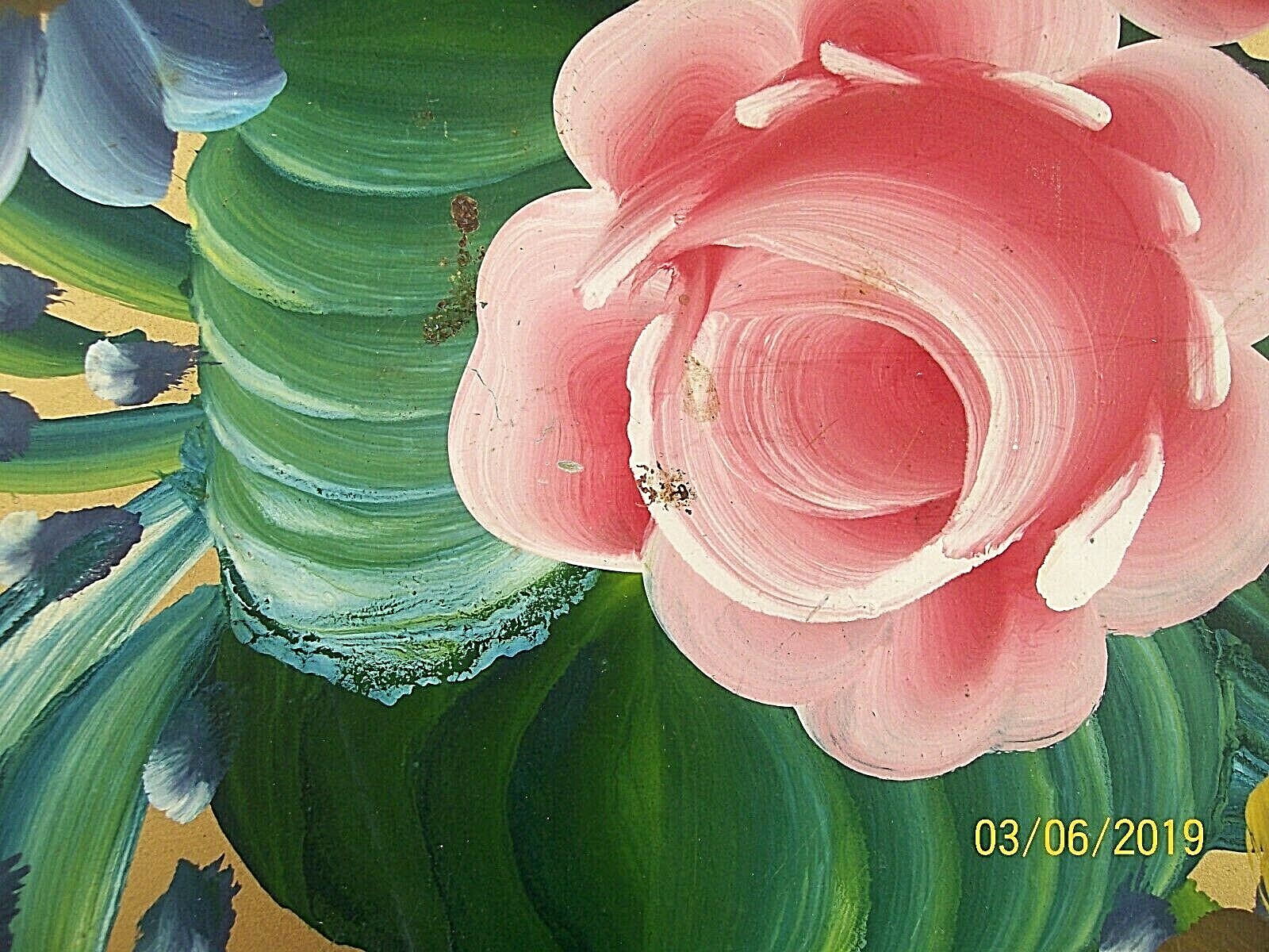 Vintage Toleware Hand Painted Large 19