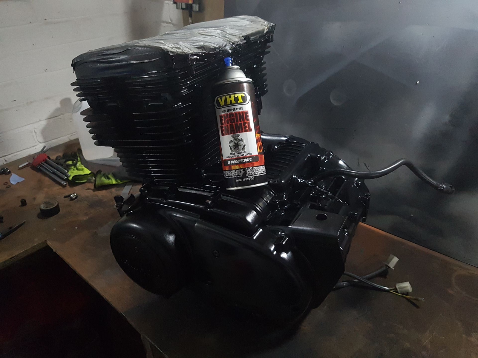 2 X VHT SP139 SATIN BLACK ENGINE ENAMEL PAINT eBay