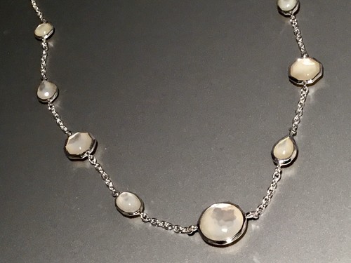 Pre-owned Rock Candy Ippolita Sterling Silver  Mop Station Necklace In White