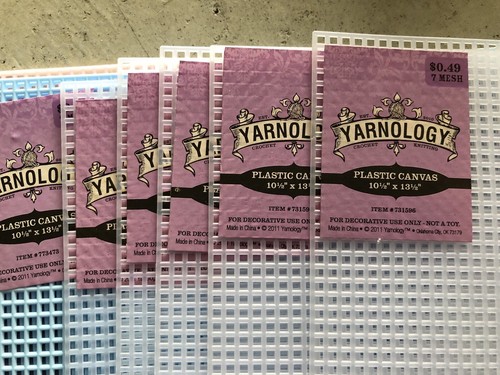 Huge Lot of 25 New Plastic Needlepoint Canvas White Colors 7ct. 10 1/2 X 13 1/2