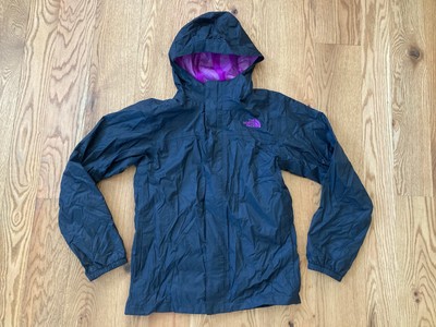 The North Face Girls Zip Line Rain Wind Jacket black pink TNF hike climb run nwt