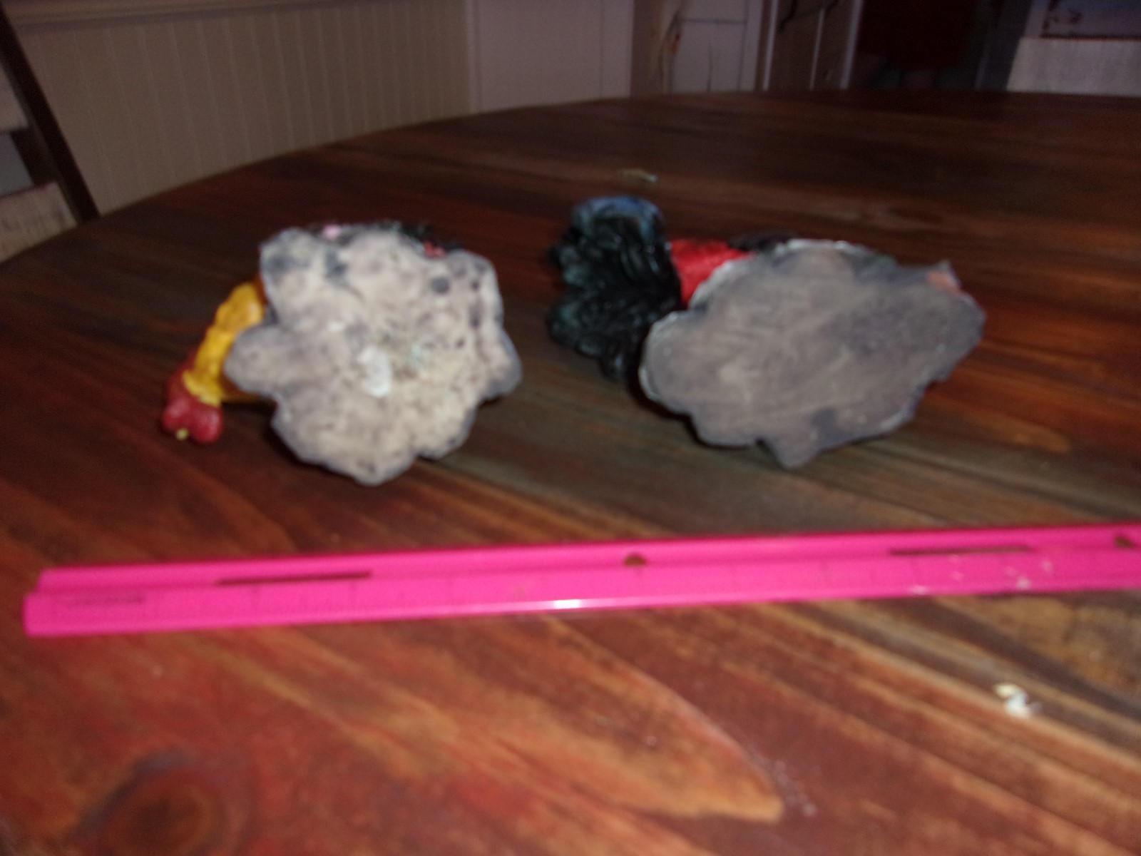 2 Colorful Chicken Figurines Made Of Resin-Very Bright decor