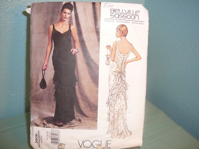 VTG WOMENS VOGUE DESIGNER ORIGINAL EVENING DRESS SEWING PATTERN USED 14-18